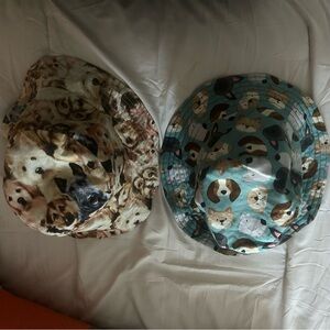 Men's Dog Print Bucket Hat Set - Brown and Teal